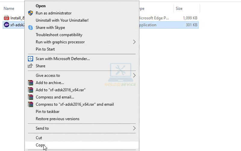 Sao chép file kích hoạt quyền