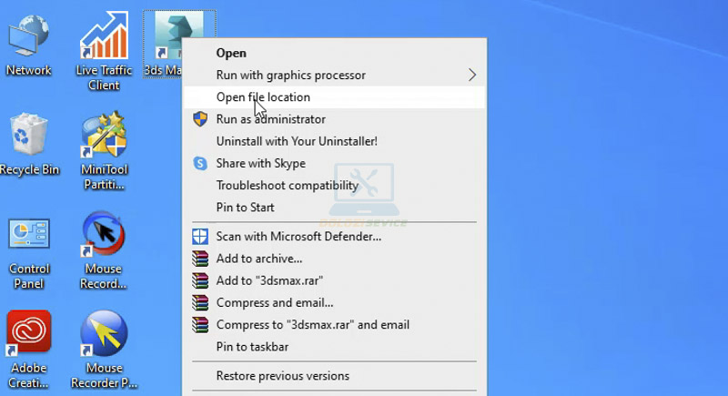 Mở thư mục cài đặt