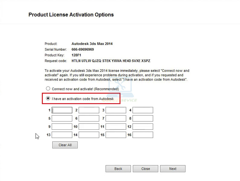Chọn I have an activation code