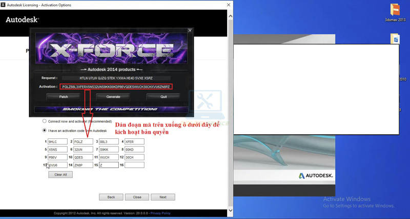 Dán Key vừa tạo vào 3DS Max 2014