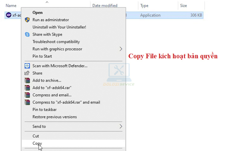 Sao chép tệp kích hoạt bản quyền