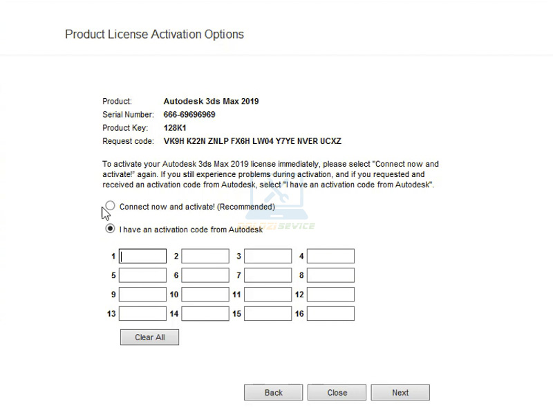 Hướng dẫn cài đặt và tải 3DS Max 2019 dễ dàng nhất! 16 Chọn mã kích hoạt từ Autodesk