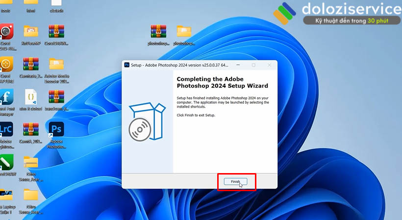 Hướng Dẫn Cài Đặt Photoshop 2024: Tải Ngay Tại Đây! 11 Tiến hành chọn Finish tiếp tục cài đặt Adobe Photoshop 2024.