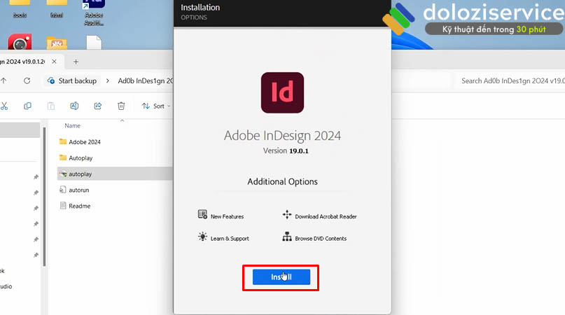 Chọn cài đặt Indesign 2024