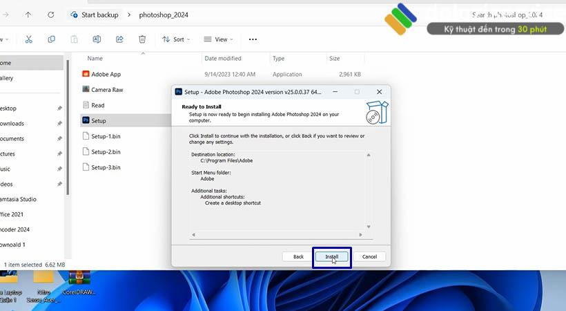 Hướng Dẫn Cài Đặt Photoshop 2024: Tải Ngay Tại Đây! 9 Tiến hành chọn Install Photoshop 2024.