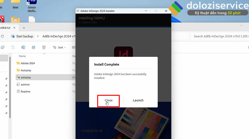 Hoàn thành cài đặt Indesign 2024