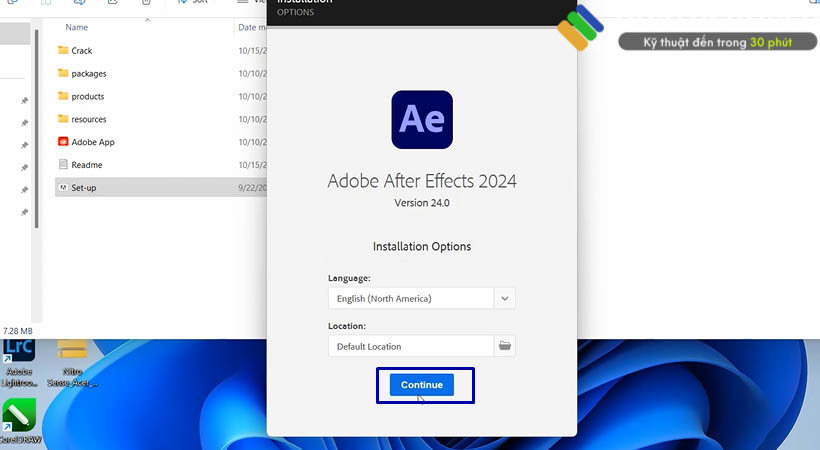 Tiến hành chọn Continue tiếp tục cài đặt.