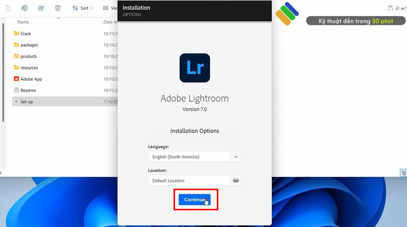 Cách cài đặt Lightroom 2024 và tải phần mềm dễ dàng 4 Chọn continue để tiếp tục cài đặt.