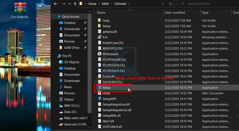 Khởi động file cài đặt như hình.