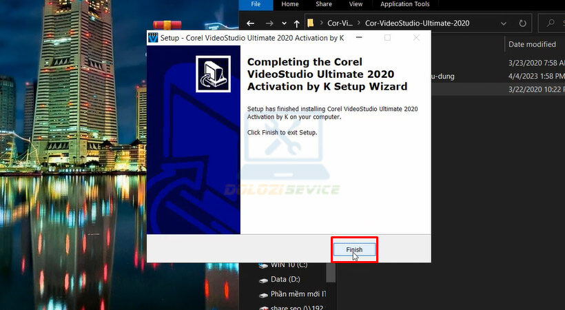 Nhấn Finish để hoàn tất cài đặt.