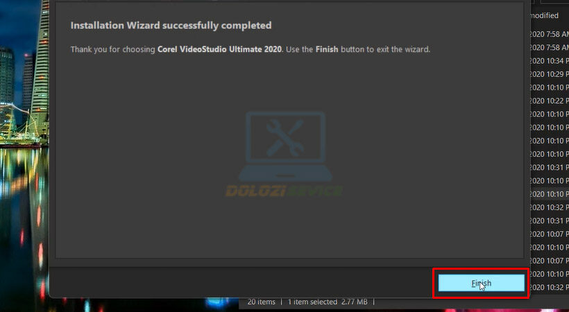 Chọn Finish để hoàn tất cài đặt.