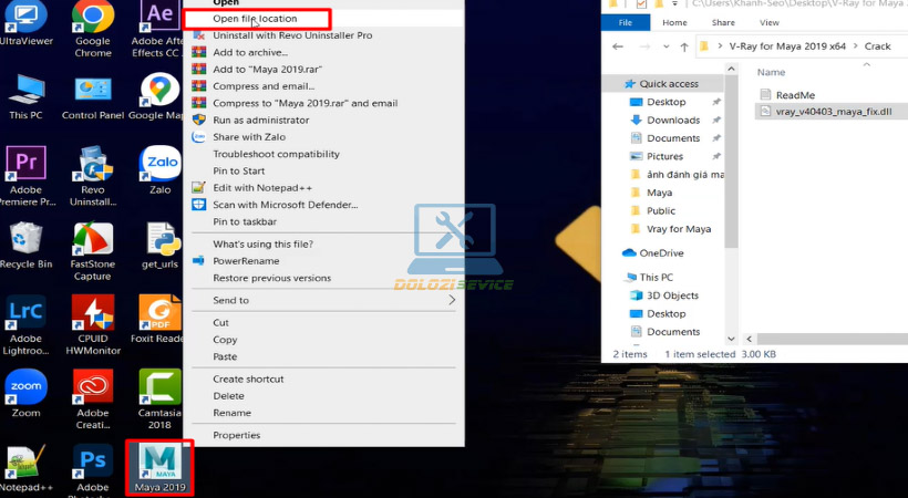 Mở thư mục gốc Maya