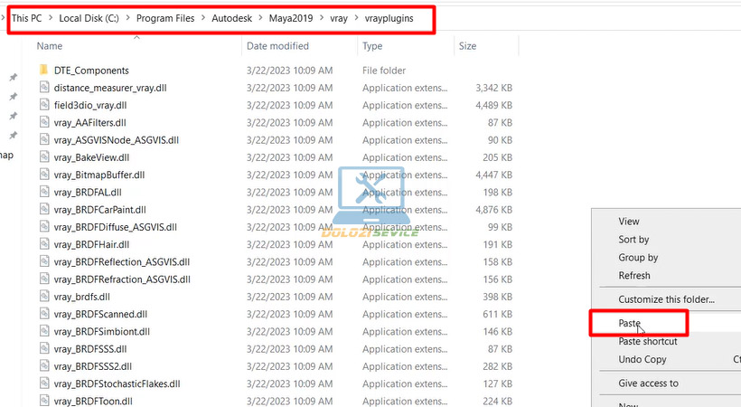 Dán file vào vrayplugins