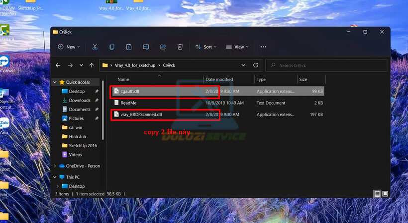 Mở file kích hoạt và sao chép 2 mục cần thiết.