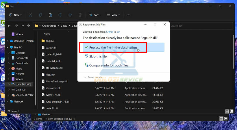 Chọn các mục cần thiết.