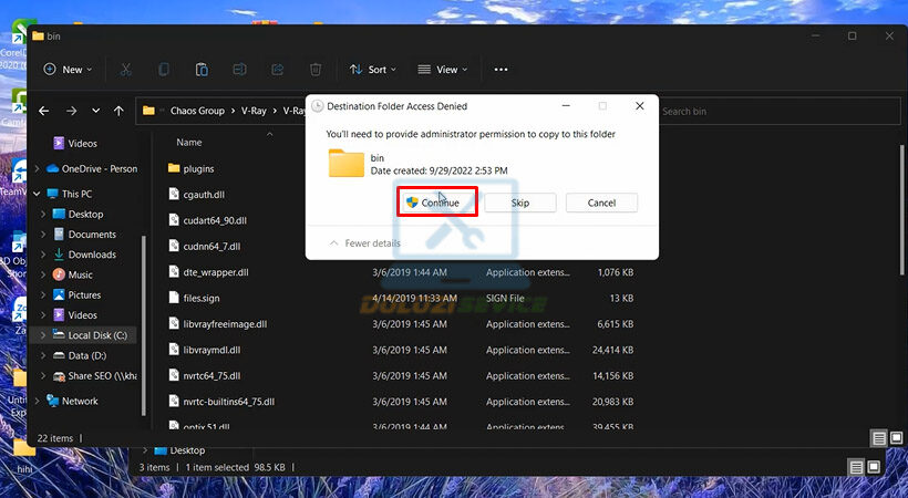 Nhấn Continue để hoàn tất kích hoạt.
