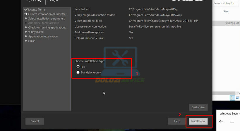 Chọn tùy chọn cài đặt Vray for Maya