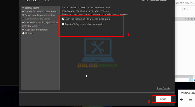 Nhấn Finish để hoàn tất cài đặt