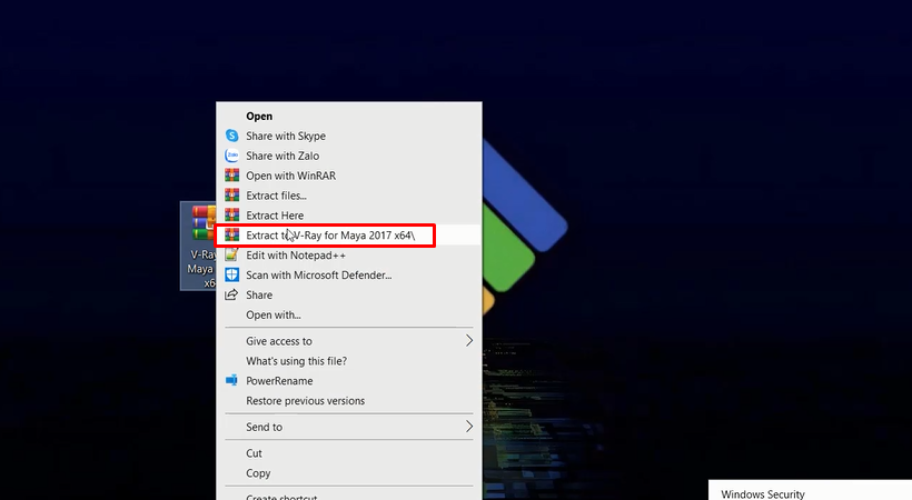 Giải nén phần mềm Vray for Maya 2017.
