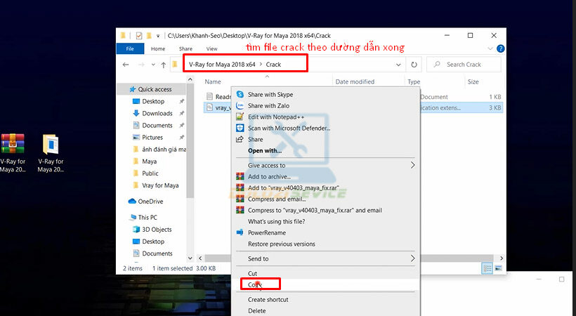Hướng Dẫn Cài Đặt Vray for Maya 2018 Và Tải Phần Mềm Miễn Phí 11 Mở thư mục kích hoạt sau đó chọn copy file như hình.