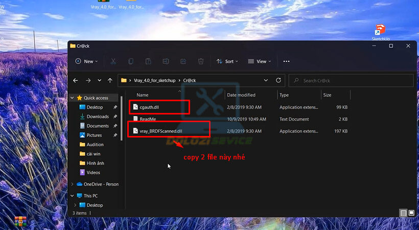 Mở File kích hoạt sau đó copy 2 mục như sau.