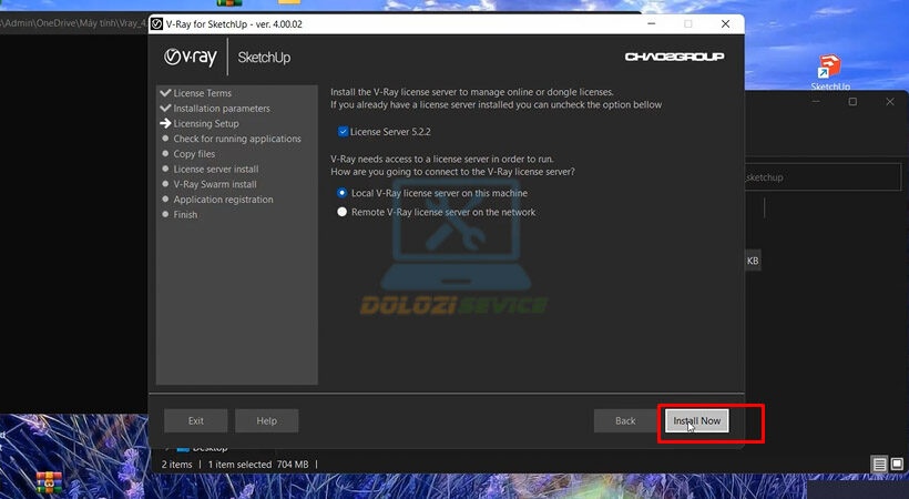 Chọn Install Now Vray for sketchup 2017.