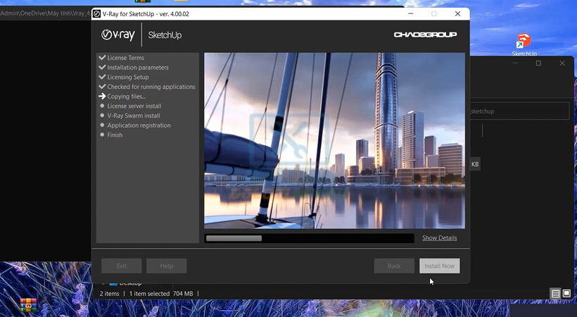 Đợi phần mềm được cài đặt.