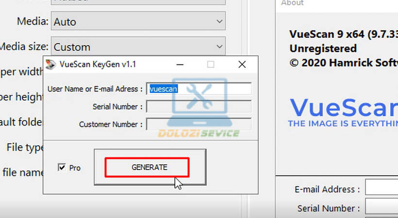 Hướng Dẫn Cài Đặt VueScan Pro 2020 và Tải Phần Mềm Miễn Phí 9 Chọn Generate