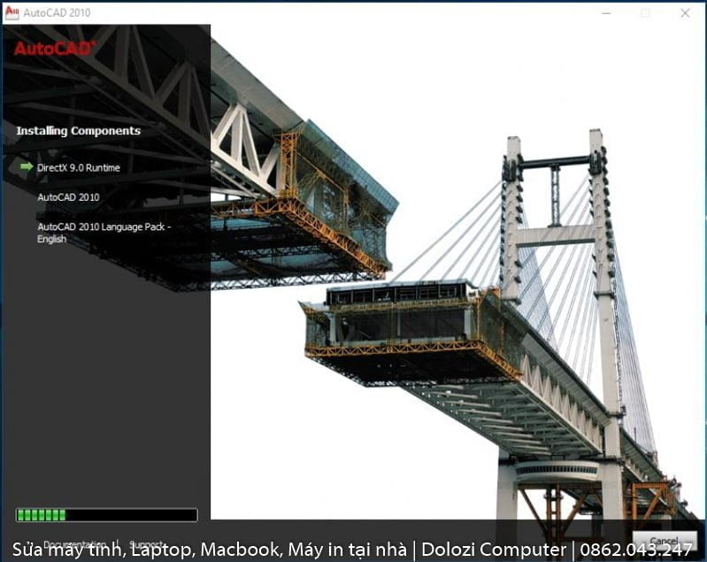 đợi quá trình cài autocad 2010 full crack hoàn tất