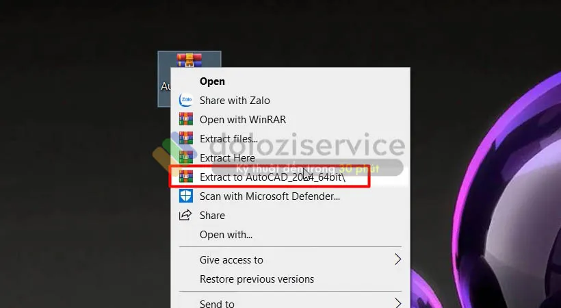 Giải nén Autodesk Autocad 2024