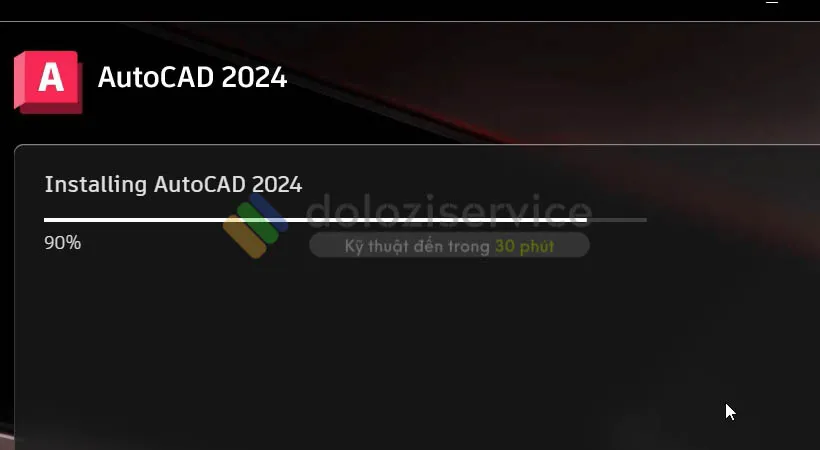 Chờ phần mềm Autocad 2024 được cài đặt