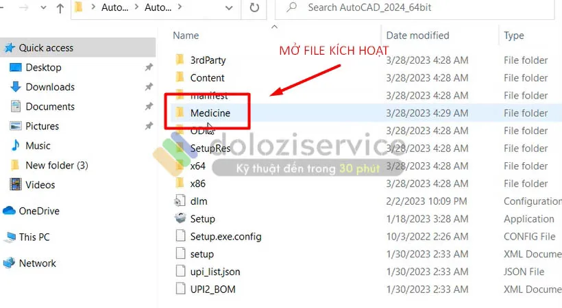 Mở file kích hoạt Autocad 2024