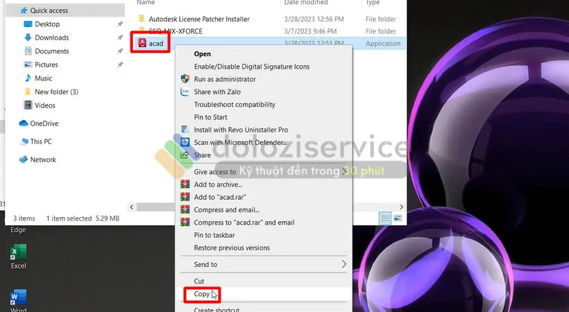 Copy file kích hoạt