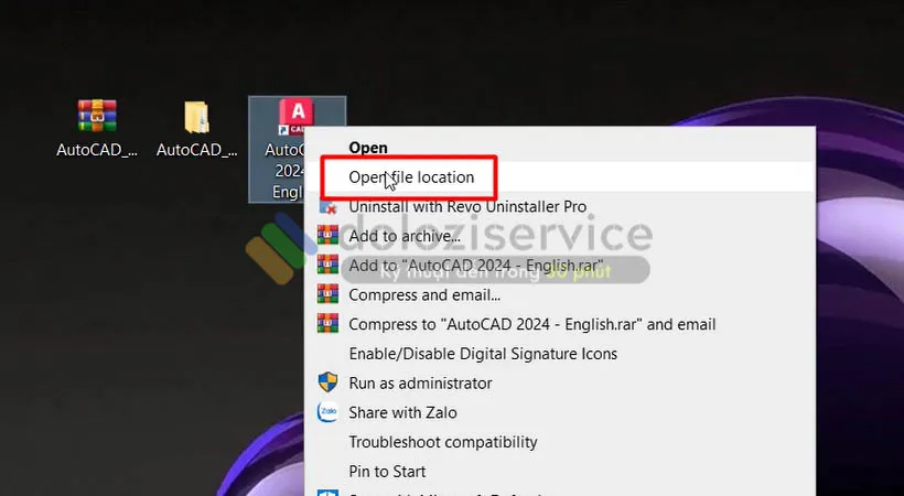 Chọn Open file loacation