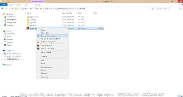 Chạy File cài đặt phần mềm Photoshop CS6