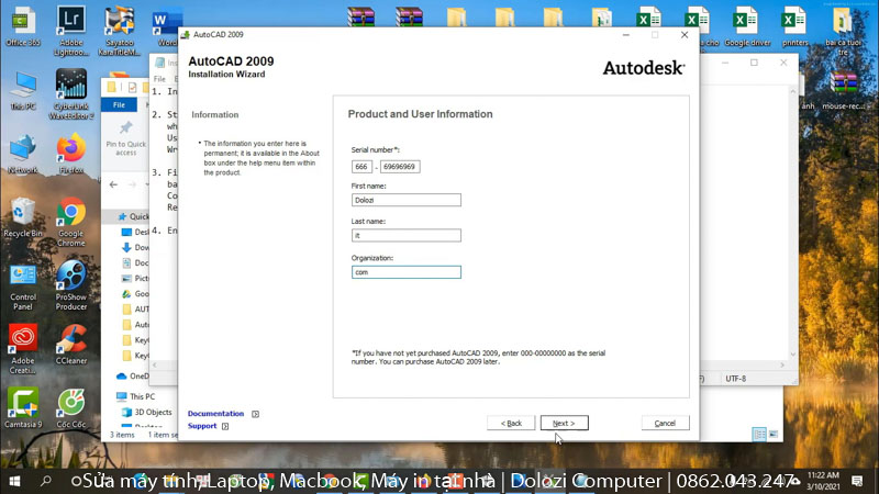 nhập số Serial Number
