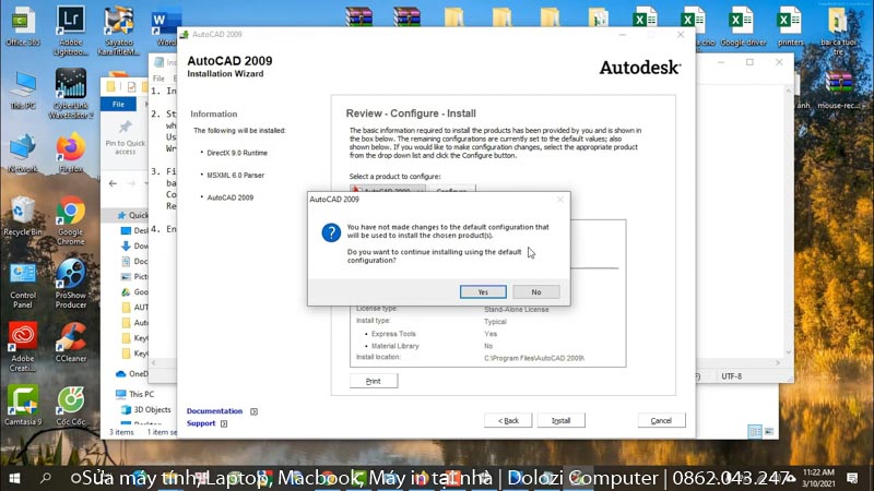 chọn yes để tiếp tục