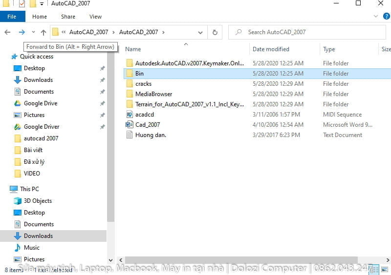 sau khi tải ta tiến hành cài đặt autocad 2007