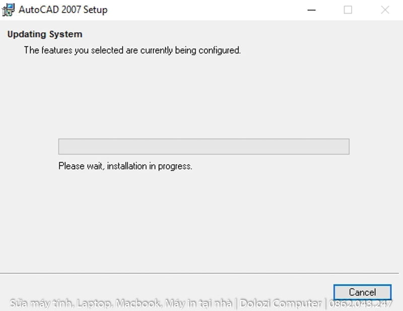 đợi quá trình cài đặt autocad 2007 hoàn tất