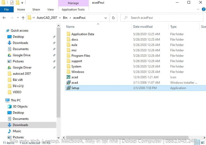 chạy file cài đặt