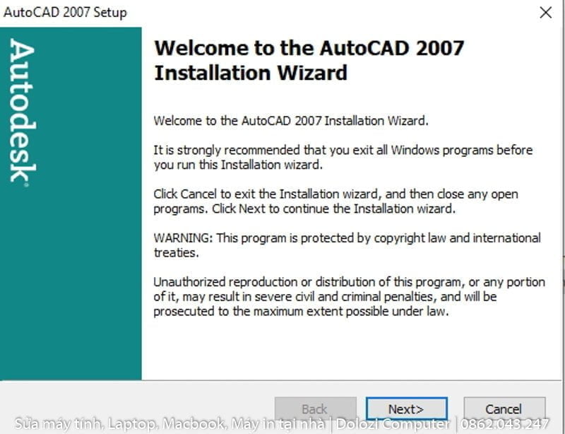 nhấn next để tiếp tục