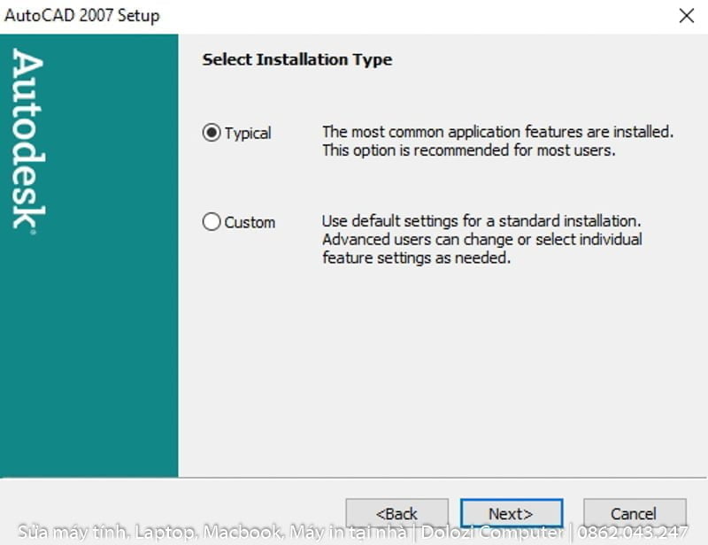 nhấn next để tiếp tục
