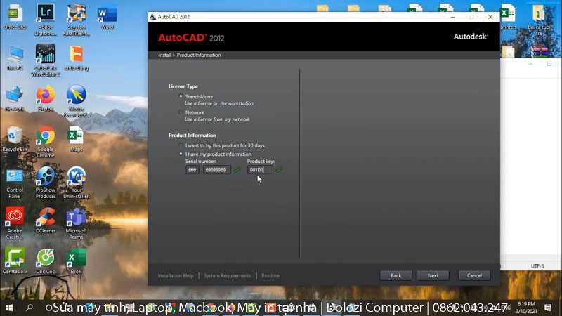 nhập số serial number