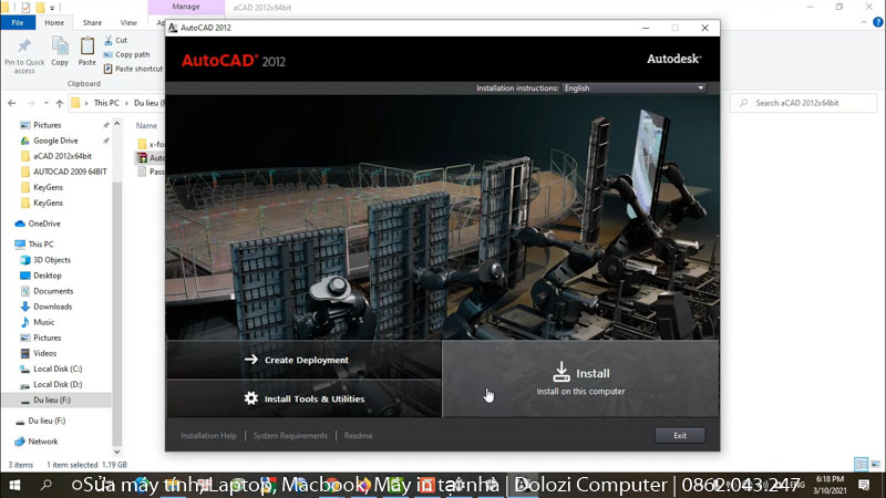 cài đặt autocad 2012