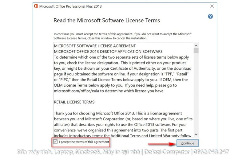 tích chọn để đồng ý với điều khoản