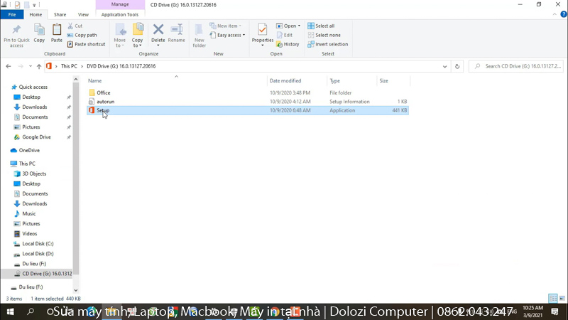 Chạy file cài đặt Office 365