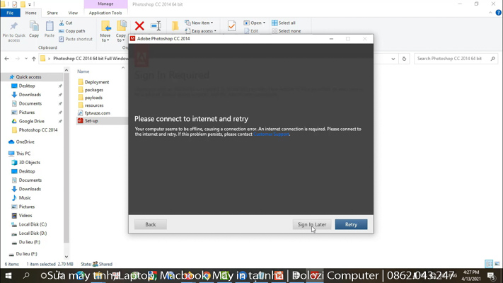 Chọn Sign In Later