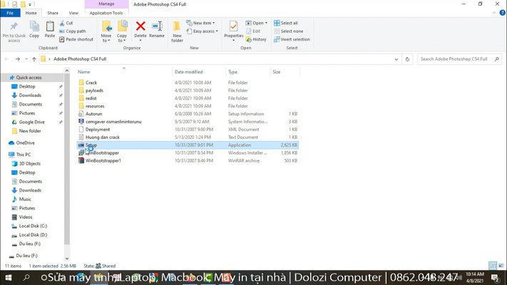 Khởi động cài đặt Photoshop CS4
