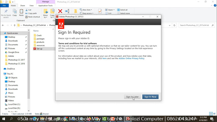 Chọn vào Sign In Later.