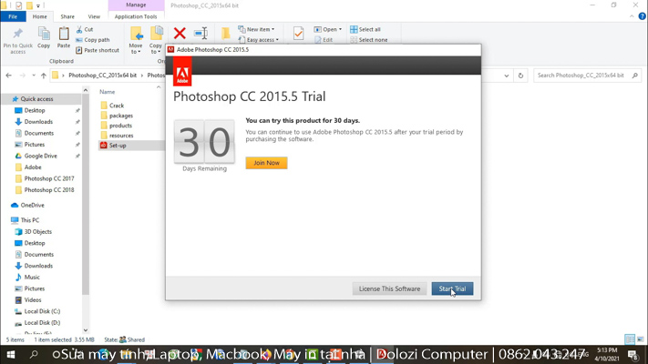 Tiếp tục chọn Start Trial